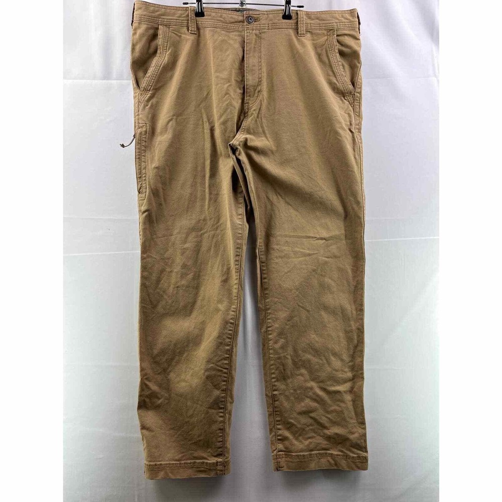 G.H.Bass & Co. Men Chino Pants 40X32 Tan Flat Front Slash Pocket Career Workwear